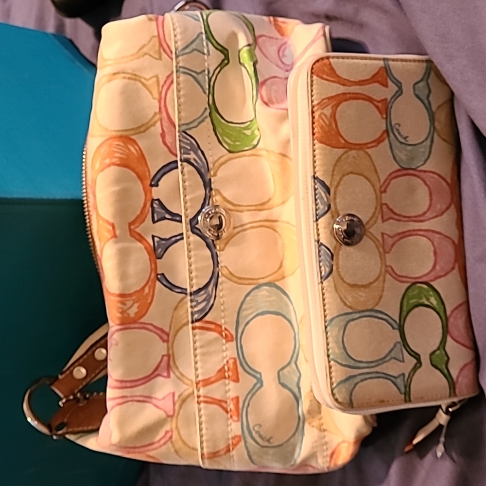 COACH Hampton Scribble Pastel Handbag L0751-F11672 & Matching Wallet
